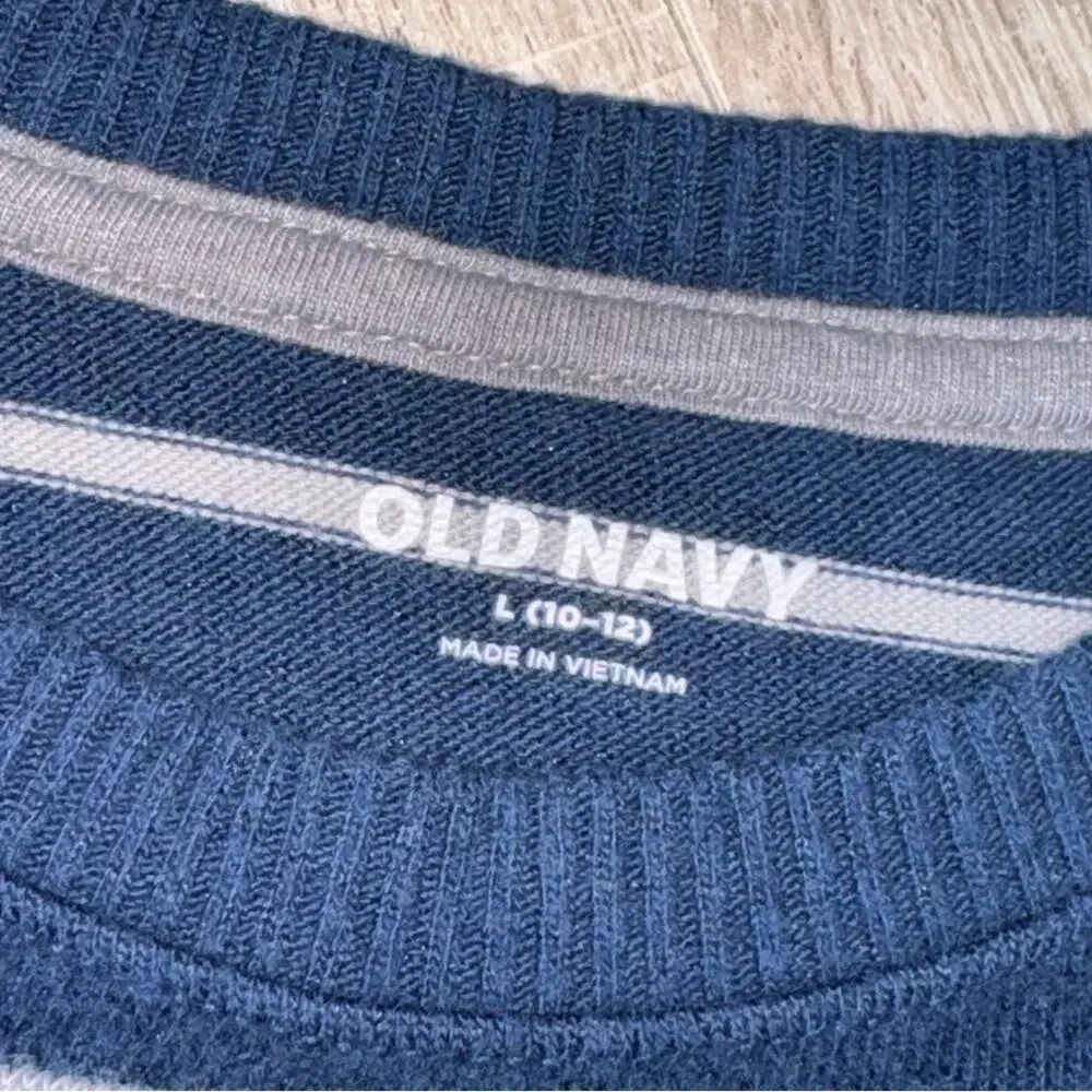 OLD NAVY Boys Navy White Striped Long Sleeve Crew Neck Sweater Top